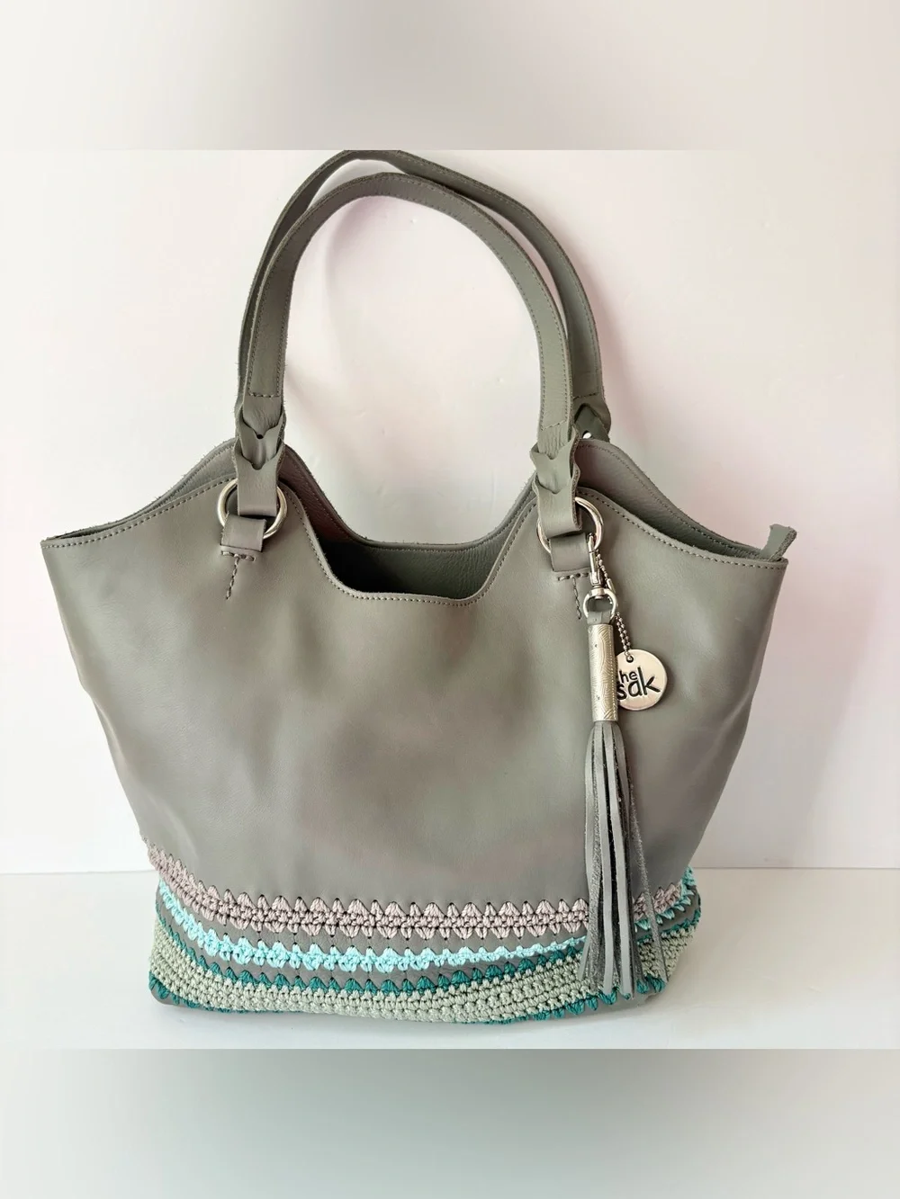 The Sak Back to Bali Gray Leather Hobo Bag Purse